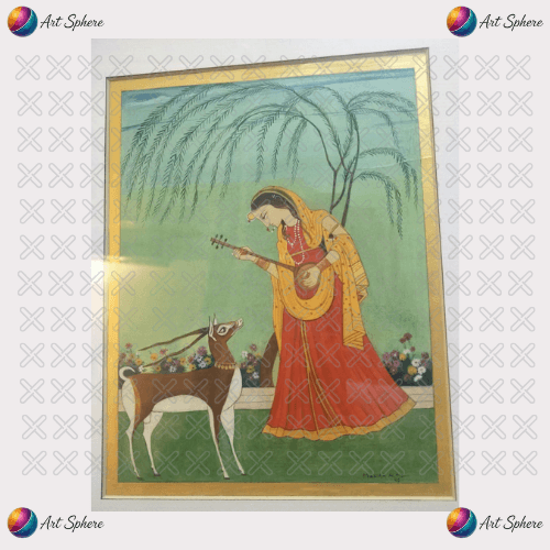 Lady Playing Sitar for Deer